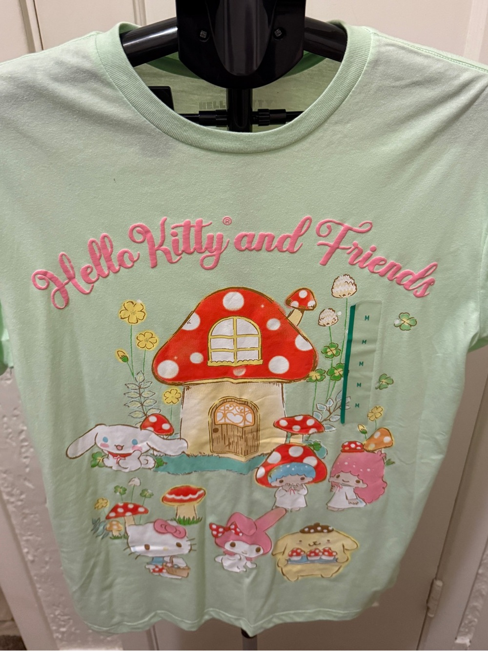 Mint Graphic hello kitty and cottage friends boyfriend cut medium